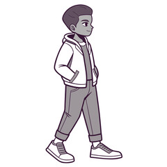 Stylish Teen Boy Walking in Casual Outfit &ndash; Flat Character Vector