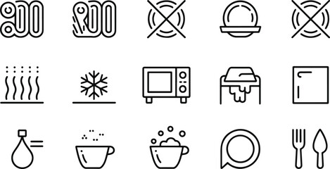 Laundry and kitchen care line icons