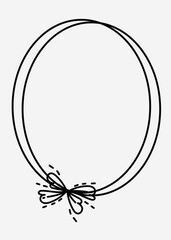 Outline decorative frame with bow and splash elements. Doodle border collection. Empty copy space graphic design for text, card, holiday, wedding invite, certificate.