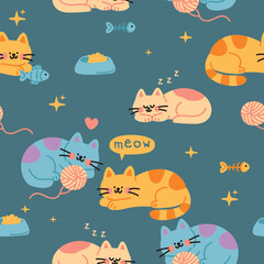 Adorable Cat Seamless pattern for baby design 