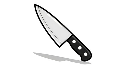 Obraz premium Chefs Knife Illustration With Shadow On Black Background