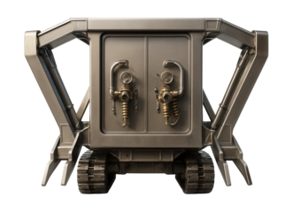 Mobile launch platform featuring retractable arms and accessible fueling connections.