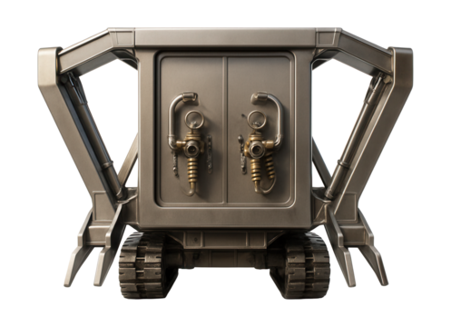 Mobile launch platform featuring retractable arms and accessible fueling connections.