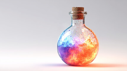 Vibrant Flask with Bubbling Colorful Liquid for Alchemical Inspiration
