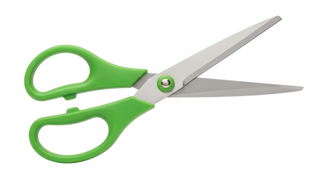 Bright Green Handled Scissors Isolated On Black Background