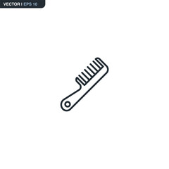 Hair comb, linear style sign for mobile concept and web design