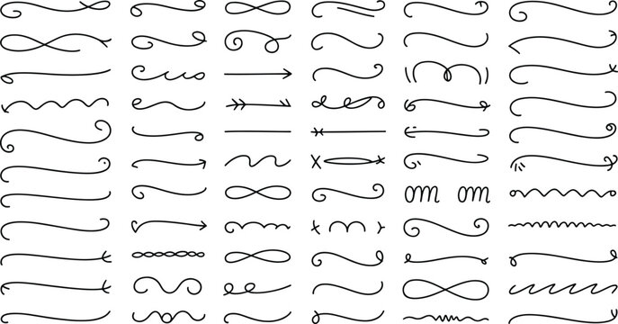 Hand Drawn Underline Stroke Elements Set