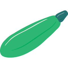 Green Zucchini Vegetable Isolated on Transparent Background Vibrant Color Healthy Food Ingredient for Cooking and Nutrition Simple Vector Illustration