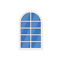White Arched Window With Blue Panes Isolated On Transparent Background Architectural Element