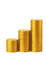 Golden Coins Stacked in Increasing Order of Heights and Sizes