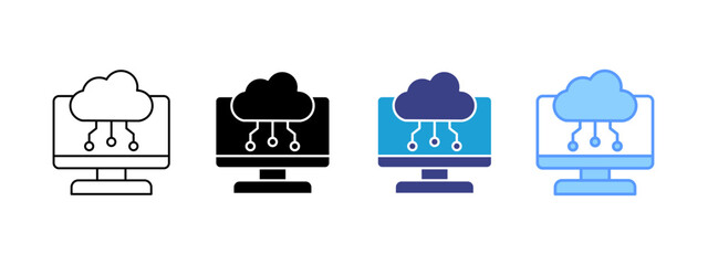 Edge Computing icon set multiple style collection