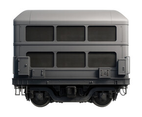 Fototapeta premium Two-level power supply railcar featuring external control boxes and ventilation grilles.