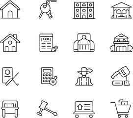 Real estate and business icon set vector