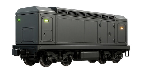 Obraz premium Efficient generator train car featuring built-in LED indicators and access hatches.