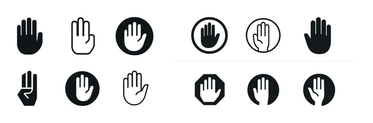 Fototapeta premium Variety of hand gesture icons in black and white designs