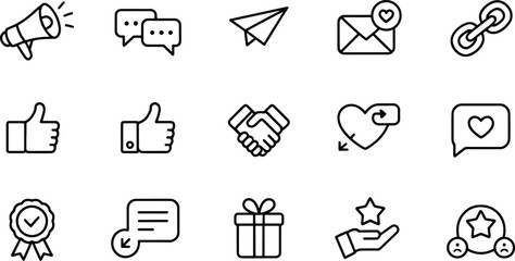 Set of Line Icons for Social Media