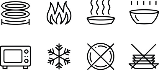 Set of Line Art Icons for Cooking