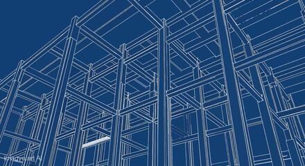 Building Grid Structure Blueprint Vector