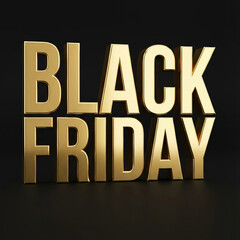 Bold Polished Gold 3D Black Friday Typography on Black