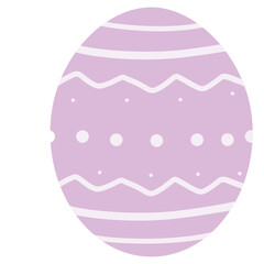 Decorated Easter Egg In Light Purple With White Swirls And Dots On A Transparent Background