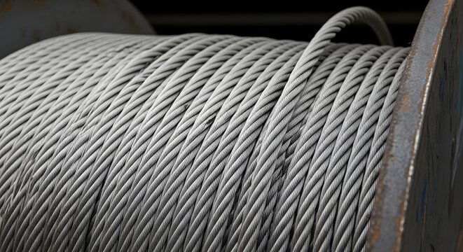 Industrial steel cable coil for construction and heavy machinery