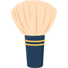 Flat Design Cosmetic Powder Brush With Dark Blue Handle And Golden Rings Isolated On White Background Clean Professional Makeup Tool For Beauty Application