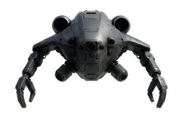 Retractable-arm space tug with advanced sensors for orbital operations.