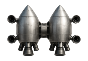 Dual-module space tug with visible control thrusters for enhanced maneuverability.