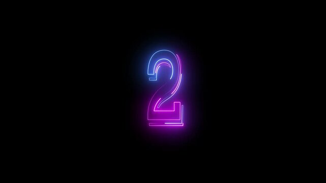 neon 2 number icon with a bright, glowing effect, smoothly transitioning between colors.