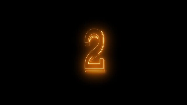 neon 2 number icon with a bright, glowing effect, smoothly transitioning between colors.