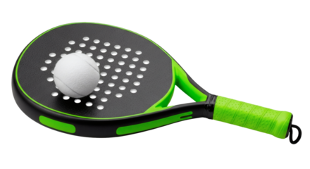 Padel racket ball sport equipment paddle tennis game activity competition fitness exercise match leisure on transparent background