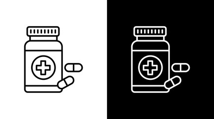 Pill Bottle White Icon Set Design
