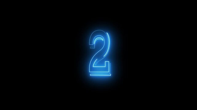 neon 2 number icon with a bright, glowing effect, smoothly transitioning between colors.