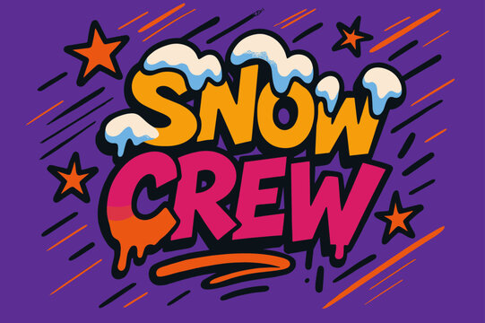 Winter Graffiti Vibes. Snow Crew ? Graffiti Simplified; bold bubble letters with dripping snow caps and star