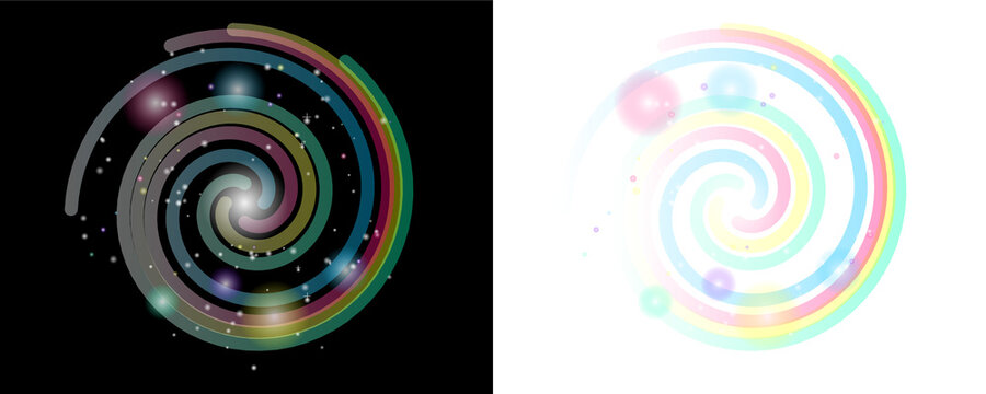 Two abstract colorful spiral galaxies with stars and cosmic dust - Powered by Adobe