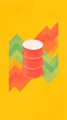 Obraz premium Oil price fluctuation concept, Colorful design featuring a stack of barrels against a bright backdrop.