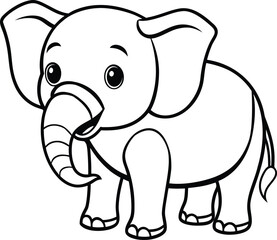 Fototapeta premium Elephant cartoon coloring page Vector
