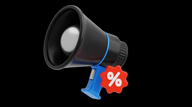 3D Megaphone with Percent | Alpha Channel