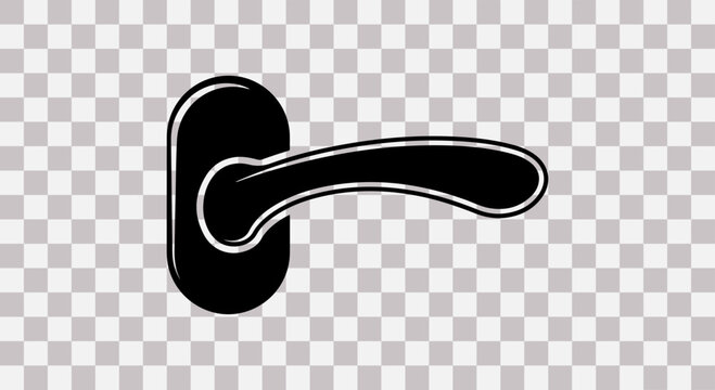Black door handle on transparent background