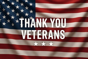 Thank you Veterans concept Banner with United States National Flag. Veteran's day concept.