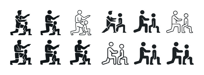 Set of parenting and guidance icons in various styles