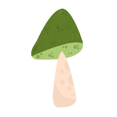 Cute Green Mushroom Vector Illustration with Spotted Cap, Forest Fungi Graphic Element