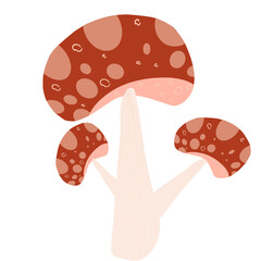 Whimsical Red Spotted Mushroom Cluster Illustration