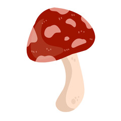 Whimsical Red Mushroom with White Spots Isolated Illustration, Forest Fungi Graphic