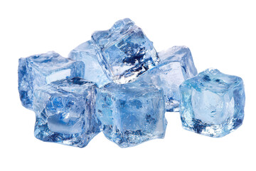 Obraz premium Pile of clear blue ice cubes with rough edges on black background image, Isolated On Transparent Background, Png Cut Out