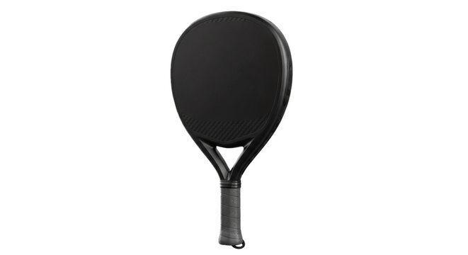 Black padel racket sports equipment racquet sport paddle tennis competition game player activity fitness gear on transparent background