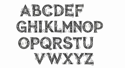 Decorative Alphabet Letters with Intricate Patterns and Designs.