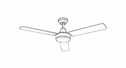 Ceiling Fan Illustration - Modern Design with Three Blades.