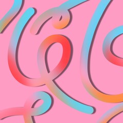 A vibrant pop of color gradient arches, standing out boldly against the cheerful pink canvas.