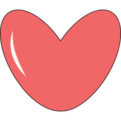 A Single Red Heart Shape with a Subtle Shine on a Transparent Background Symbolizing Love and Affection in a Clean Minimalist Style